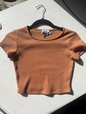 Princess Polly Rustic Orange Ribbed cropped baby tee